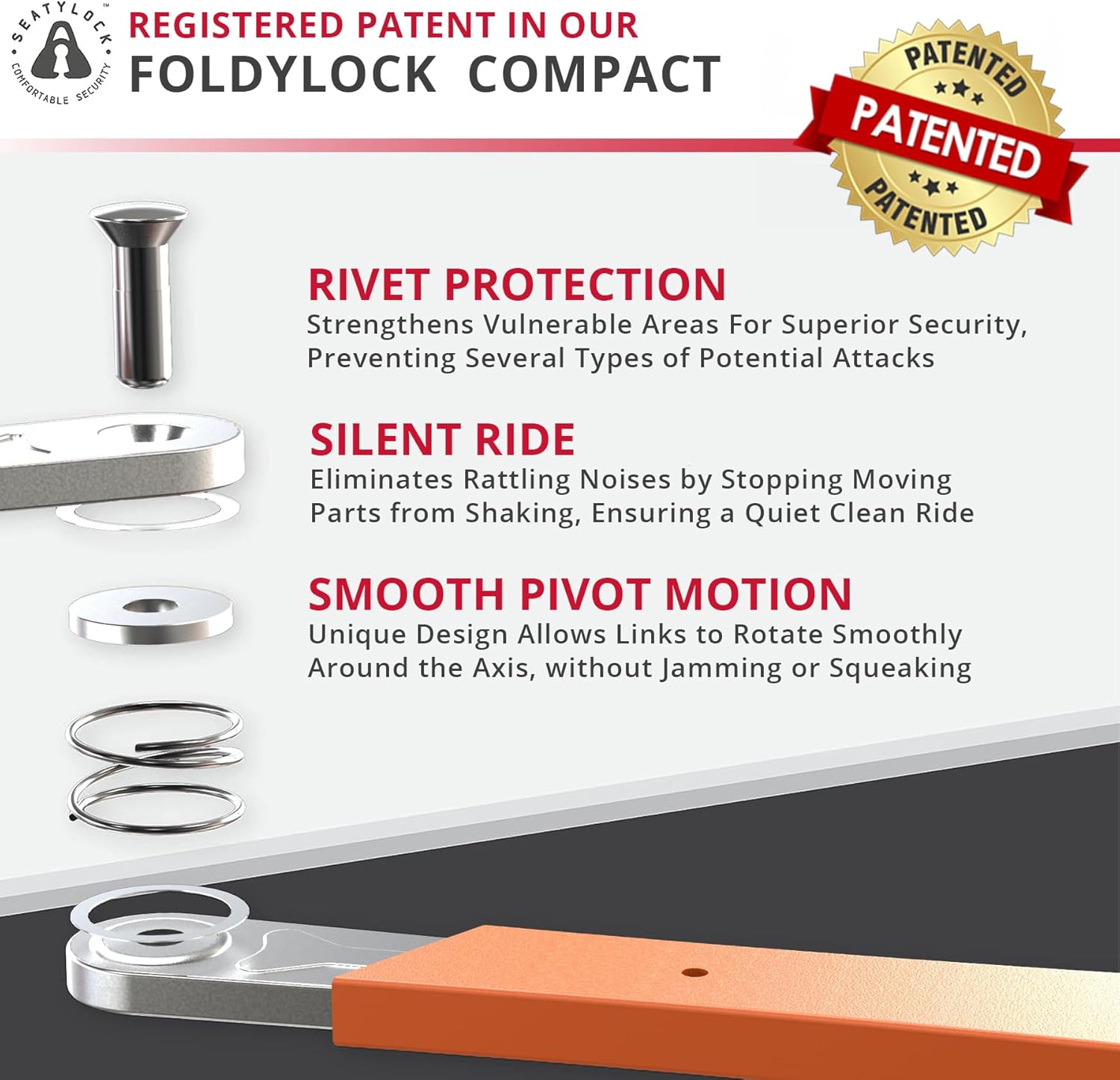 Seatylock FoldyLock Compact Folding Bike Lock - Award Winning Patented Lightweight High Security Bicycle Lock - Heavy Duty Anti Theft Smart Secure Guard with Keys & Case for Bikes or Scooters