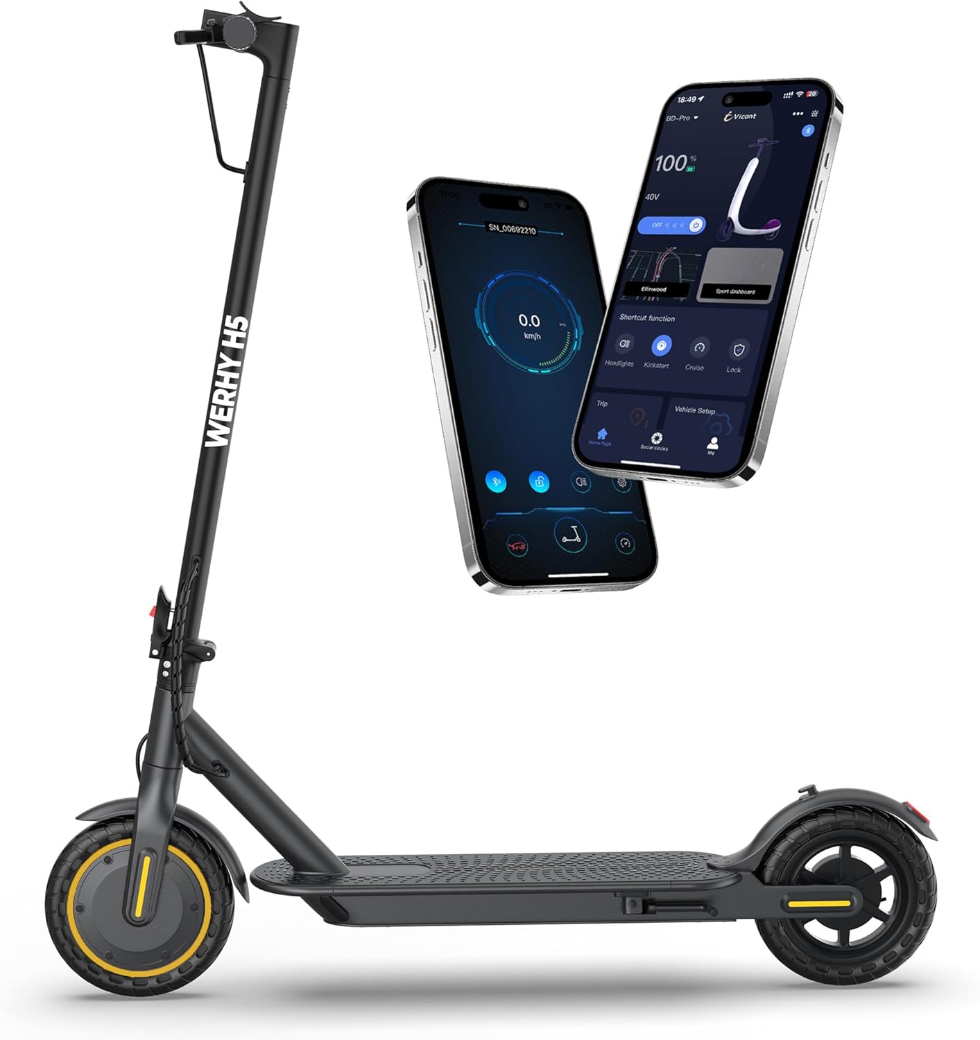 WERHY Electric Scooter, 350W/500W Motor, Top Speed 19/22 mph, Max 16/23/28Miles Ranges, Foldable E Scooter for Adults