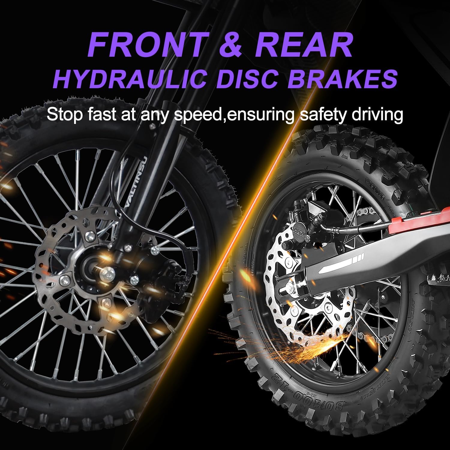 EM5 Electric Dirt Bike w/Light & Display, Off-Road Motorcycle 2600W 3 Speed Modes (Max 40MPH) 48V Range 53MI, 14"/12" Tires, Dual Suspension & Hydraulic Brakes Fit Age 13+, Carbon Fiber Style