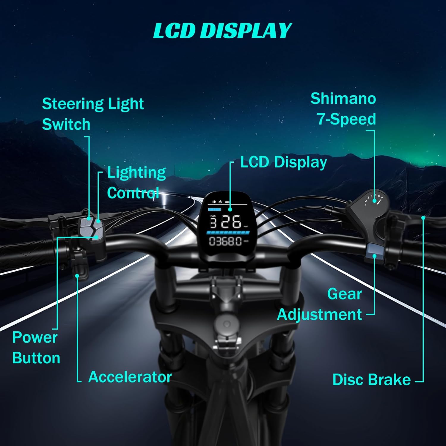 TST Electric Bike for Adults 1500W Peak 20" Fat Tire All-Terrain E-Bike 60/110 Miles 28MPH Electric Dirt Bike for Road Sand Mountain Snow - 48V 15/25AH Battery Powered Electric Motorcycle
