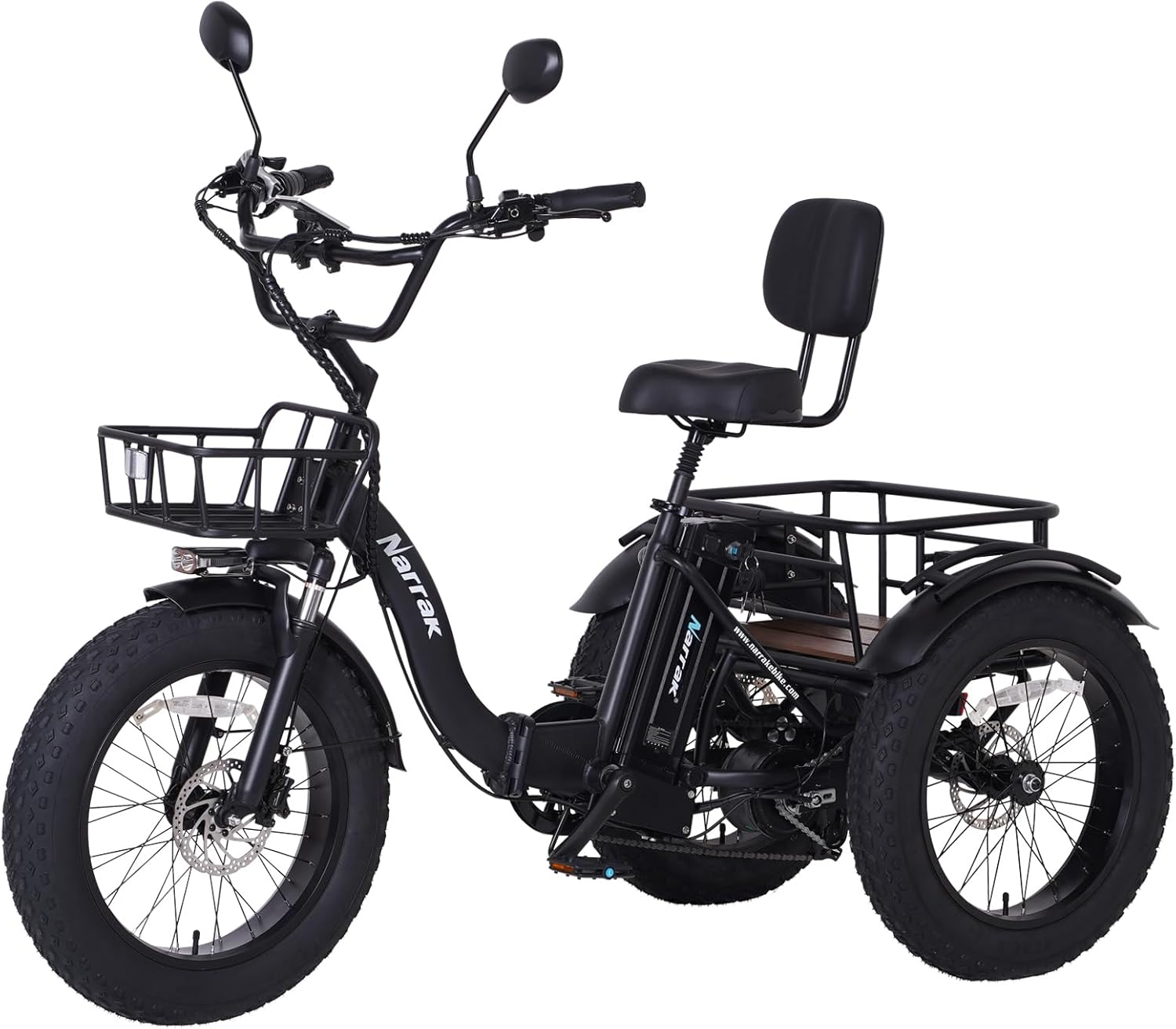 Electric Tricycle for Adults, 750W(Peak 1350W), 48V13Ah Ebike, 20"x4.0" Aluminum Folding Fat Tire 3 Wheel Electric Trike, Max 20MPH Hydraulic Brake, Rear Motor Differential
