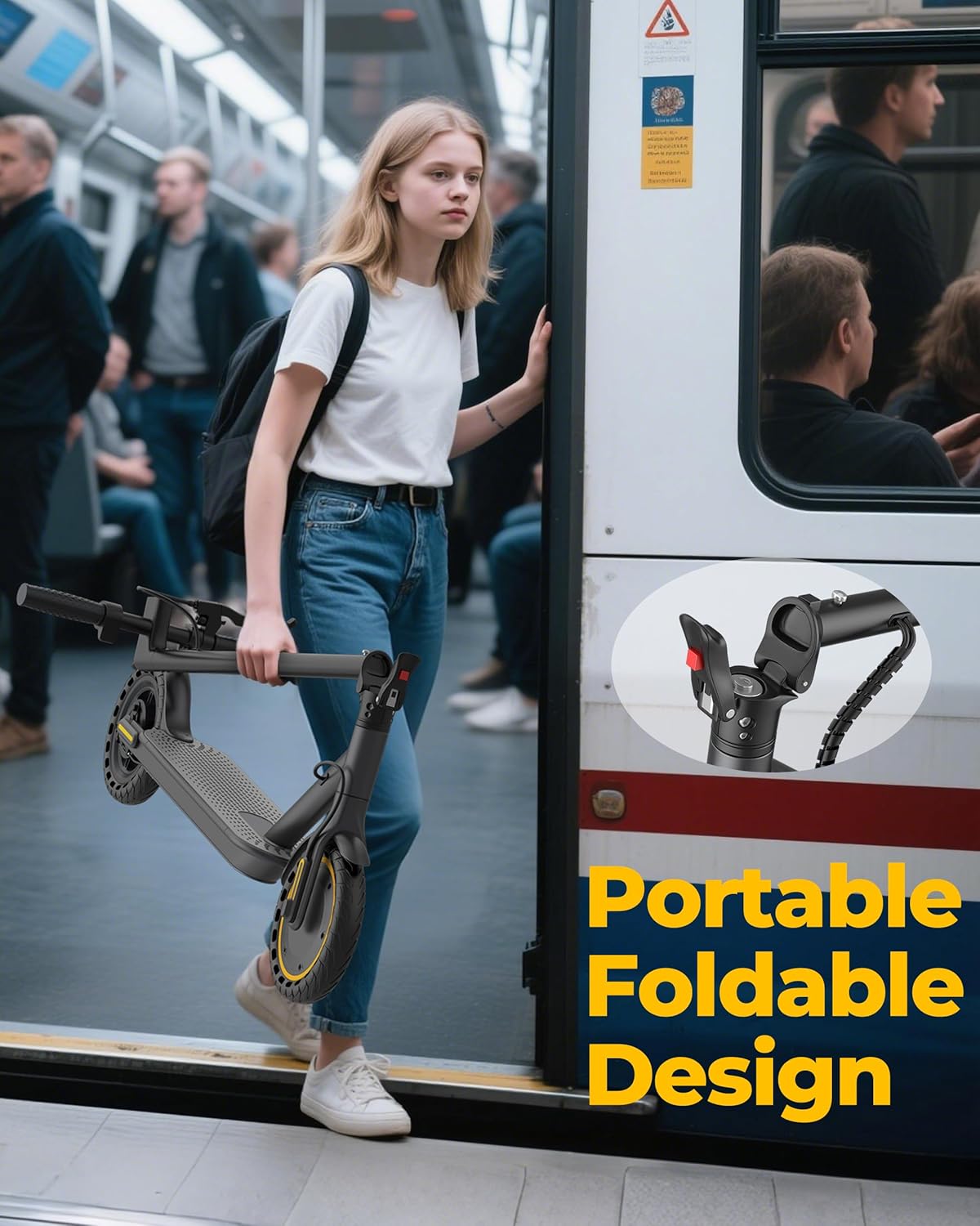 WERHY Electric Scooter, 350W/500W Motor, Top Speed 19/22 mph, Max 16/23/28Miles Ranges, Foldable E Scooter for Adults