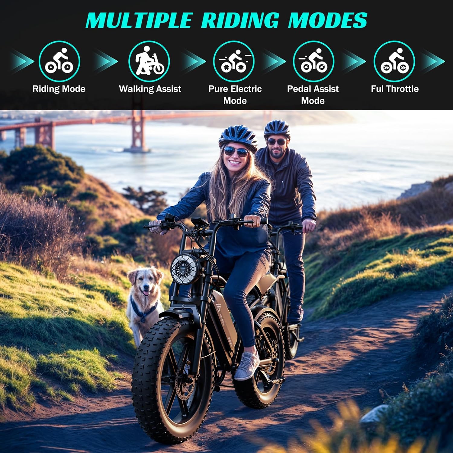 TST Electric Bike for Adults 1500W Peak 20" Fat Tire All-Terrain E-Bike 60/110 Miles 28MPH Electric Dirt Bike for Road Sand Mountain Snow - 48V 15/25AH Battery Powered Electric Motorcycle
