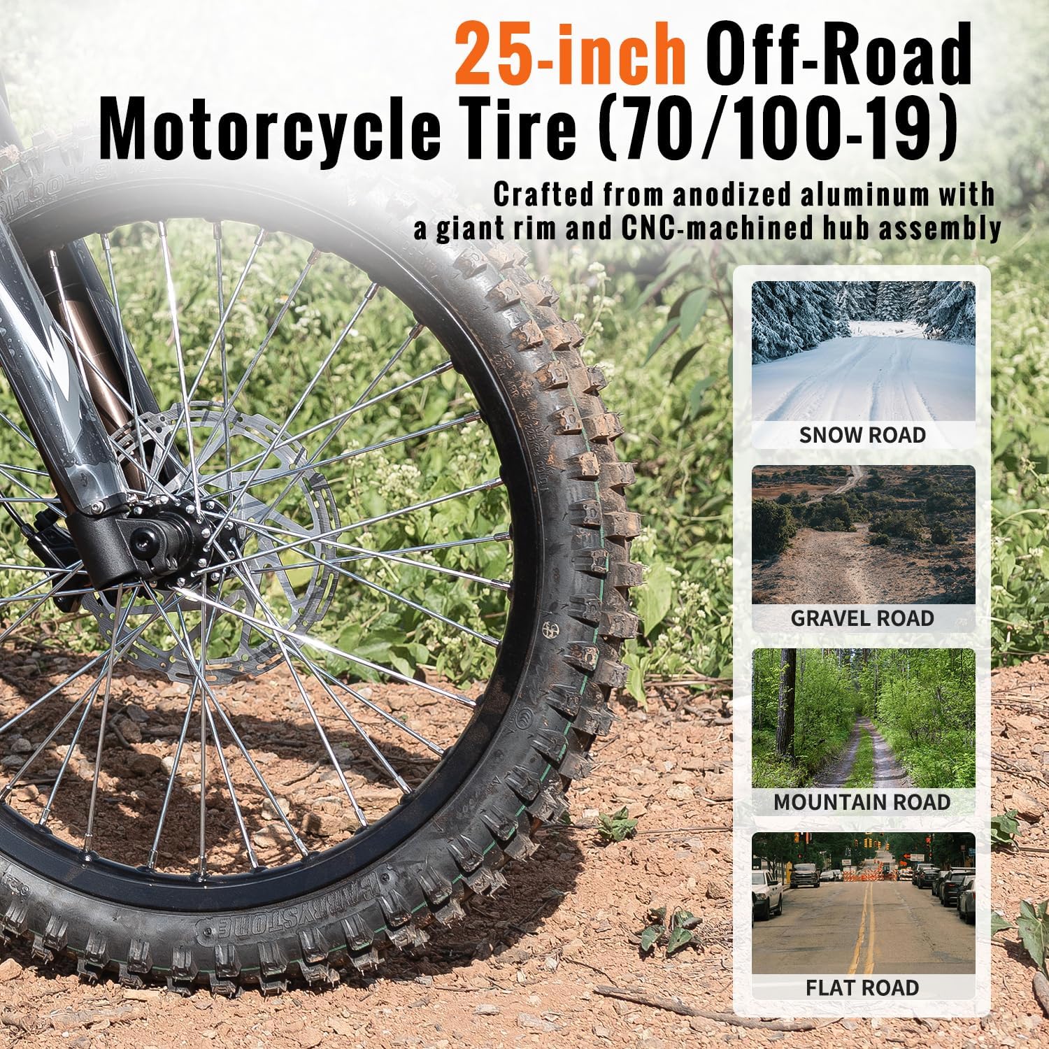 Upgraded Winter Ebike for Adults, 50MPH 60V 3000W / 37MPH 48V 2400W Eectric Dirt Bike, 36.4AH Dual Battery Dirtbike Up to 85 Miles, 25" Motorcycle Tire, UL2849 All Terrain E Bike Full Suspension