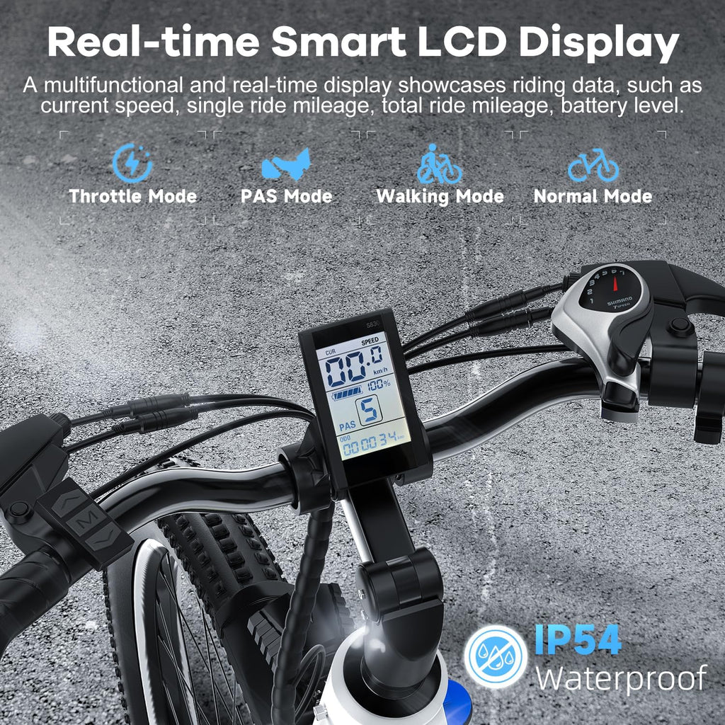1000 Peak Electric Bike for Adults, up 80 Miles Removable Battery Ebike, 26" Electric E Bike with 7-Speed, Adult Electric Bicycles for Commute, All Terrain