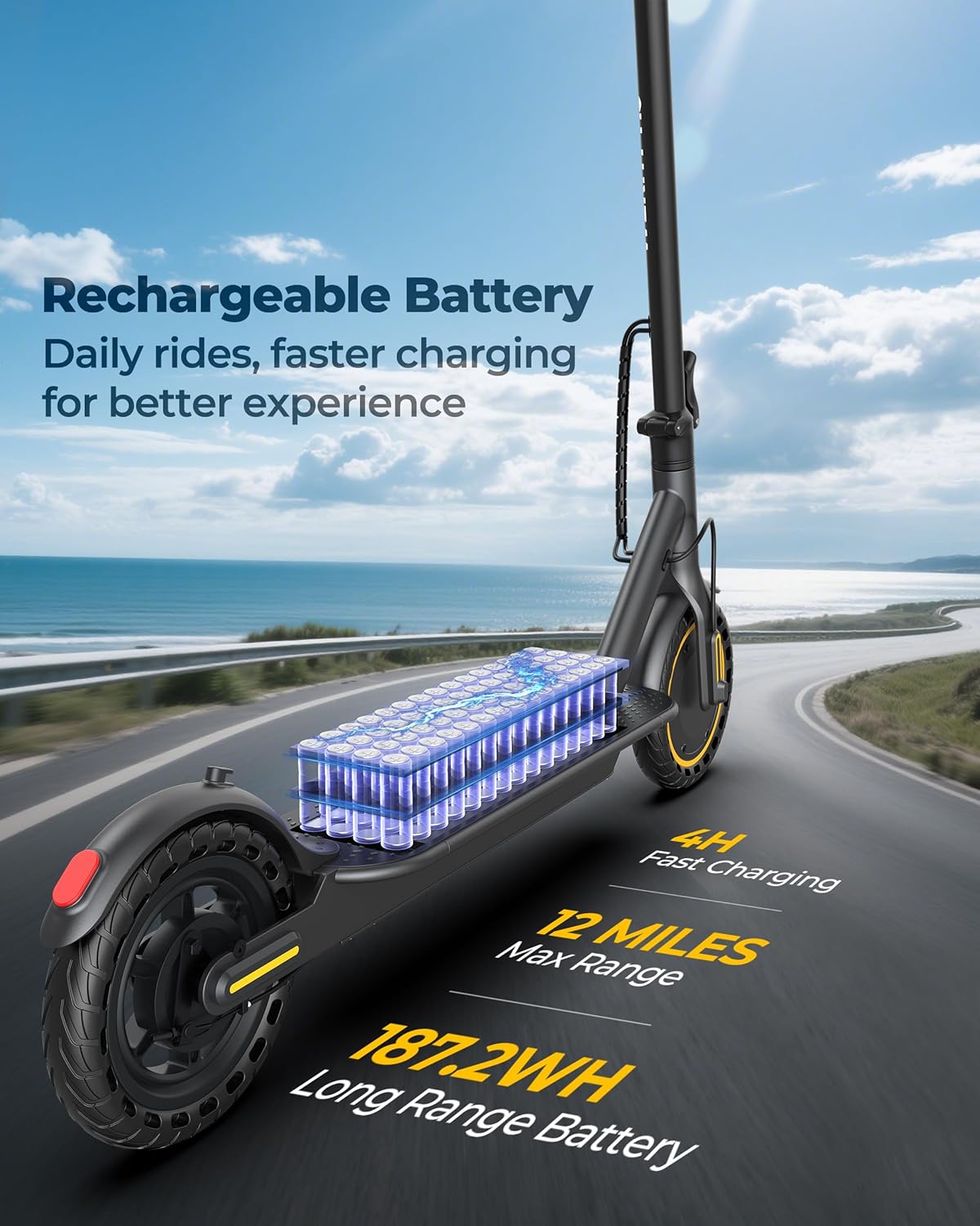 WERHY Electric Scooter, 350W/500W Motor, Top Speed 19/22 mph, Max 16/23/28Miles Ranges, Foldable E Scooter for Adults