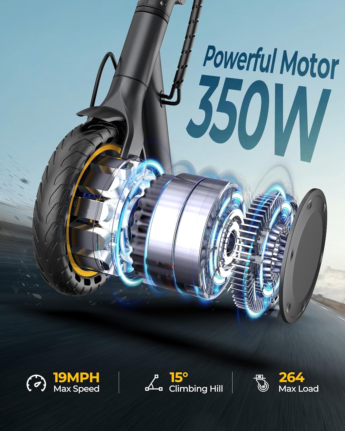 WERHY Electric Scooter, 350W/500W Motor, Top Speed 19/22 mph, Max 16/23/28Miles Ranges, Foldable E Scooter for Adults