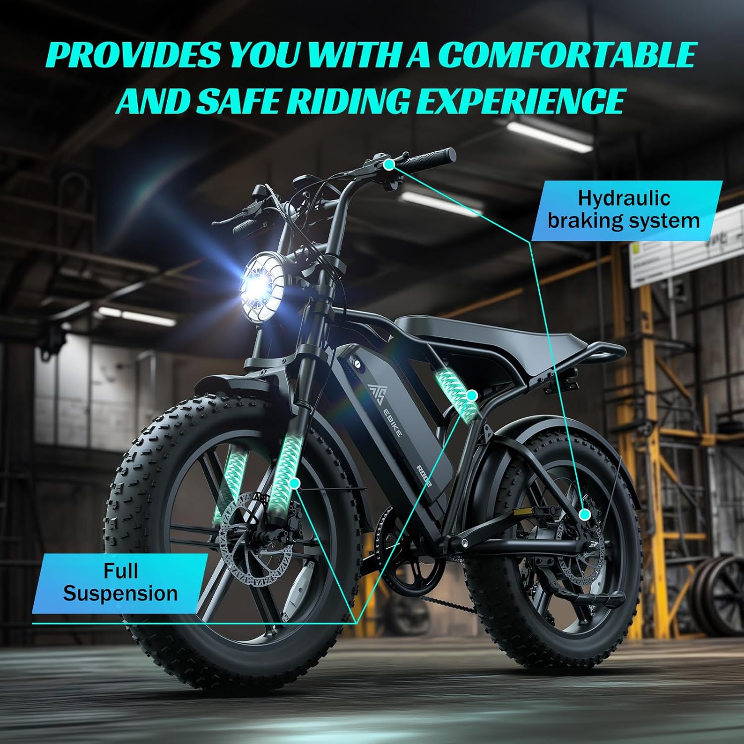 TST Electric Bike for Adults 1500W Peak 20" Fat Tire All-Terrain E-Bike 60/110 Miles 28MPH Electric Dirt Bike for Road Sand Mountain Snow - 48V 15/25AH Battery Powered Electric Motorcycle
