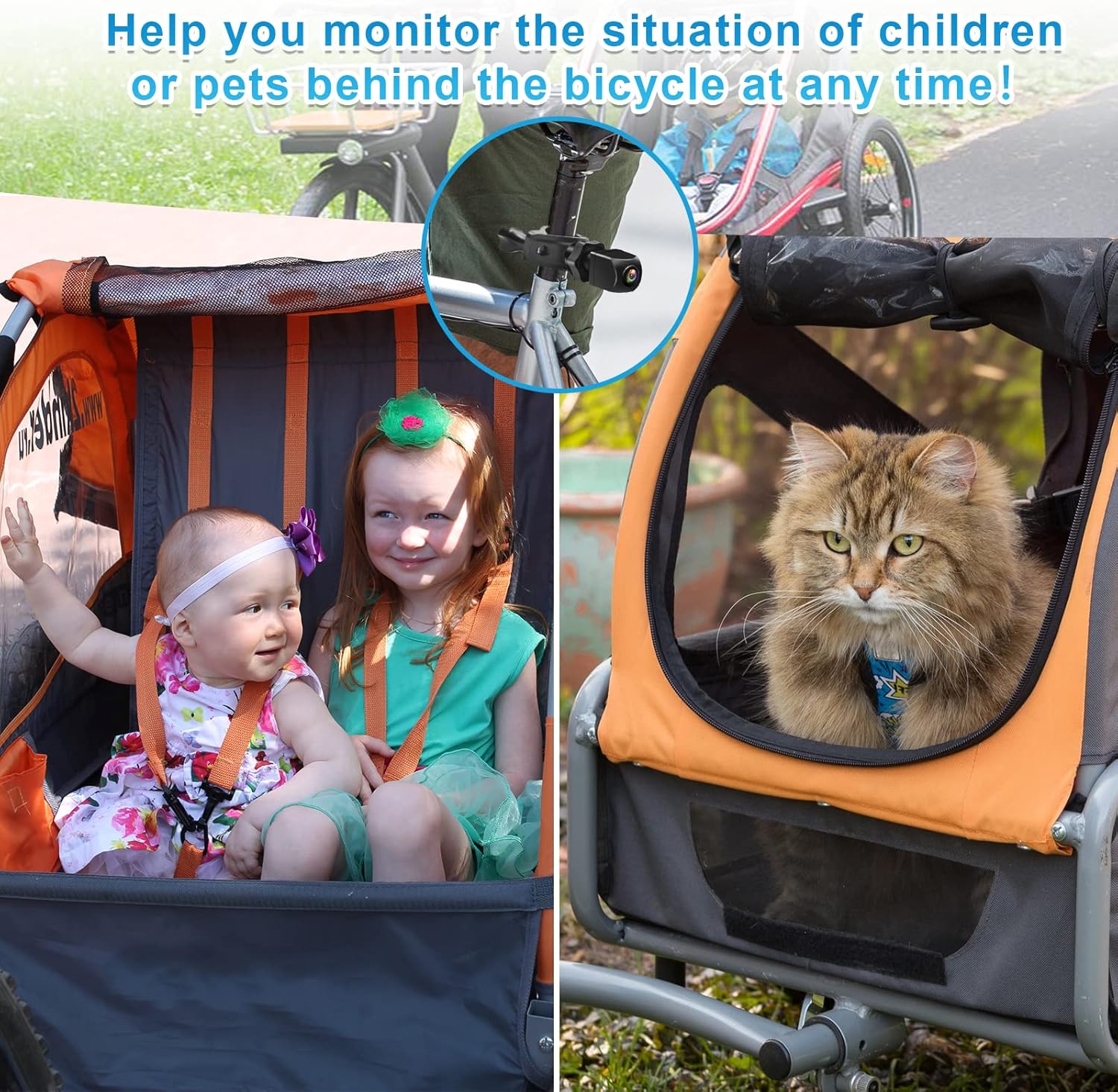 PARKVISION Bike Rear View Mirror, 1080P AHD Bicycle Rear View Camera with 4.3''Screen, 360°Rotatable Bracket, 5000mAh Battery Bike Handlebar Mirror with 110°Appropriate Angle for Most Bikes