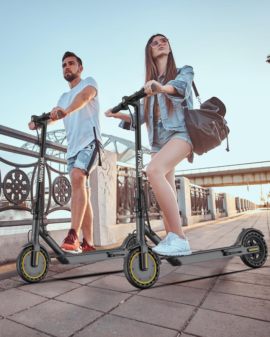 WERHY Electric Scooter, 350W/500W Motor, Top Speed 19/22 mph, Max 16/23/28Miles Ranges, Foldable E Scooter for Adults