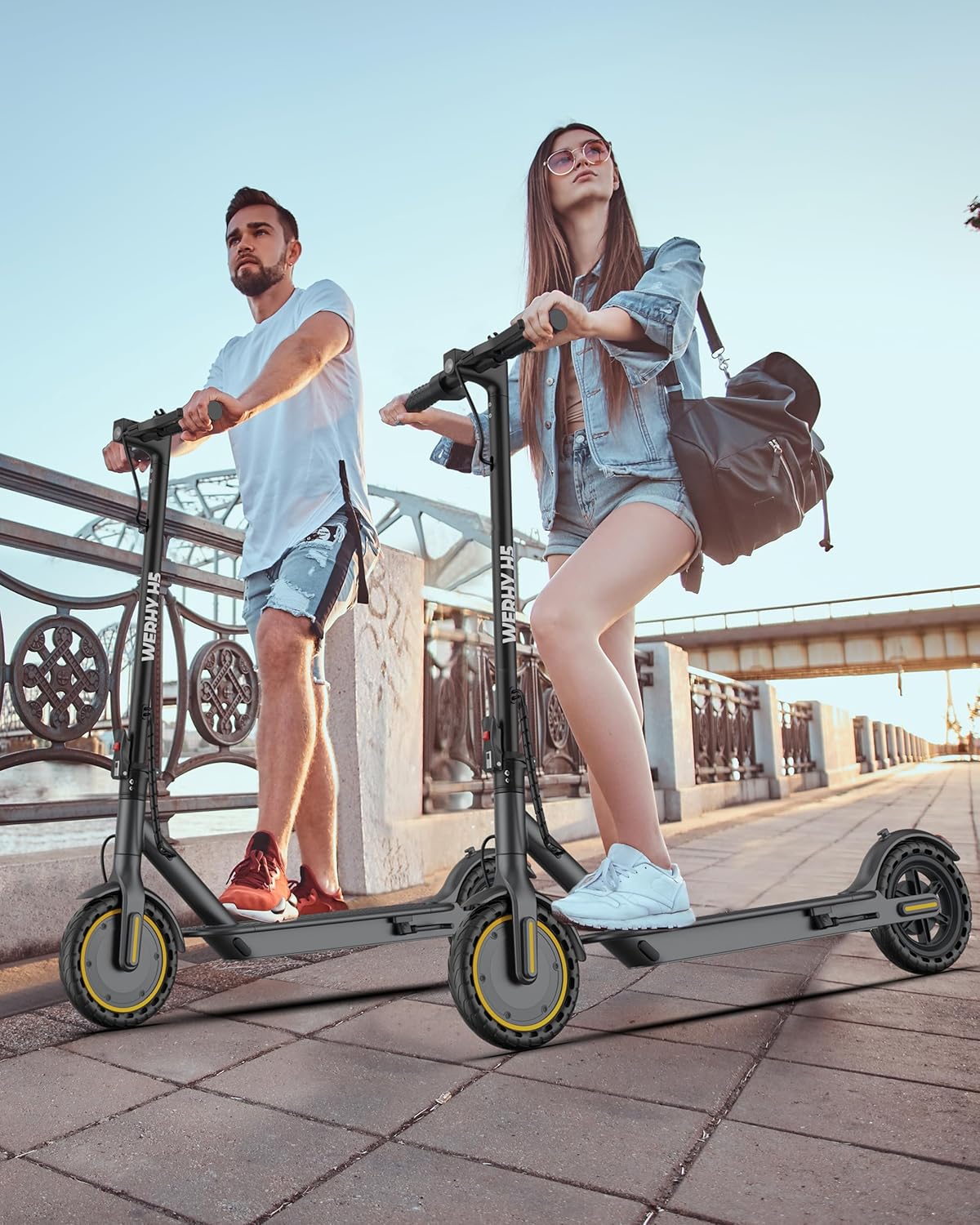 WERHY Electric Scooter, 350W/500W Motor, Top Speed 19/22 mph, Max 16/23/28Miles Ranges, Foldable E Scooter for Adults