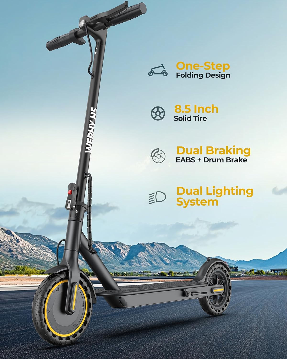 WERHY Electric Scooter, 350W/500W Motor, Top Speed 19/22 mph, Max 16/23/28Miles Ranges, Foldable E Scooter for Adults